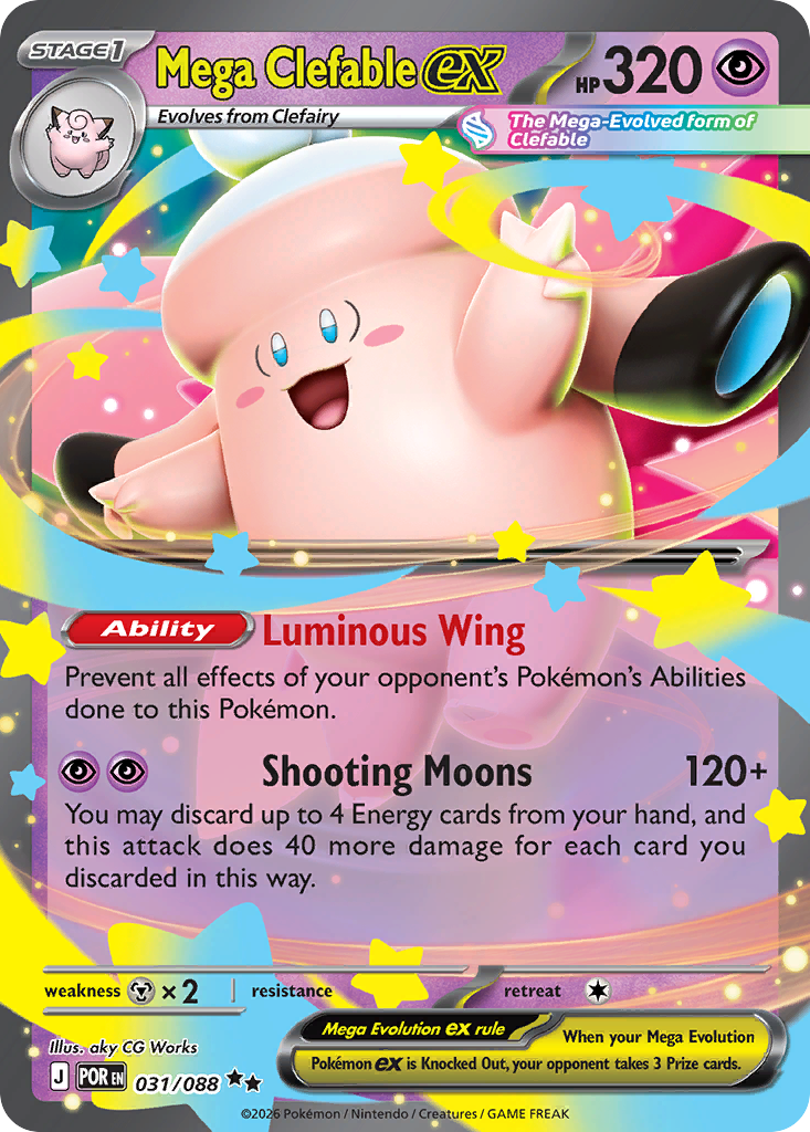 Mega Clefable ex 031/088 Perfect Order card