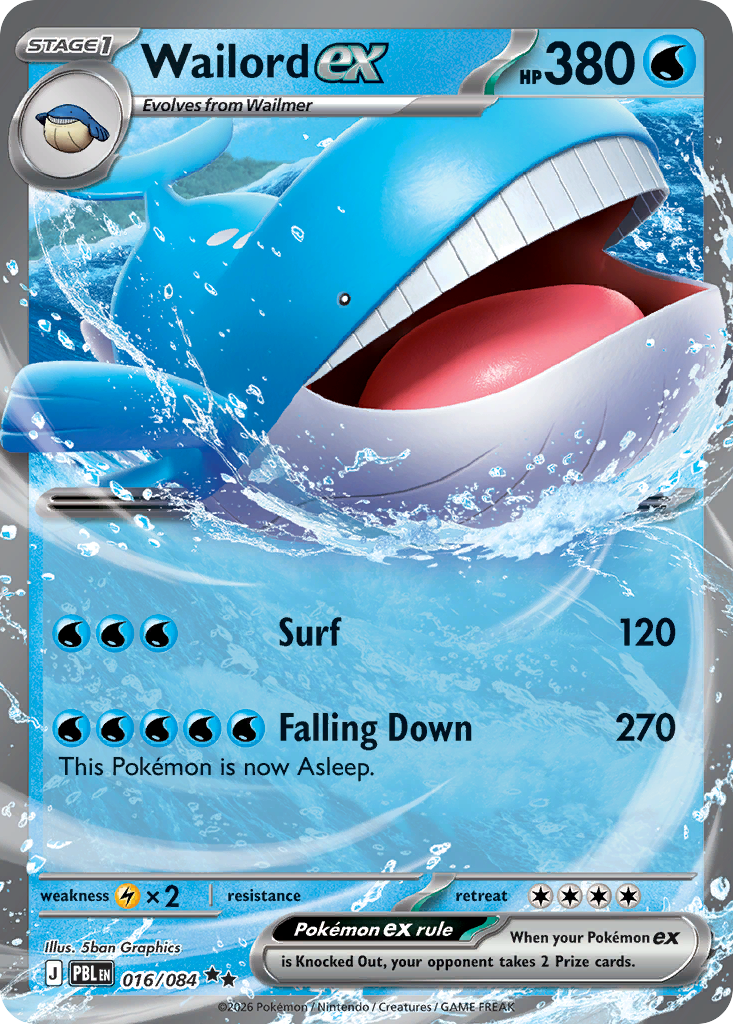 Wailord ex 016/084 Pitch Black card