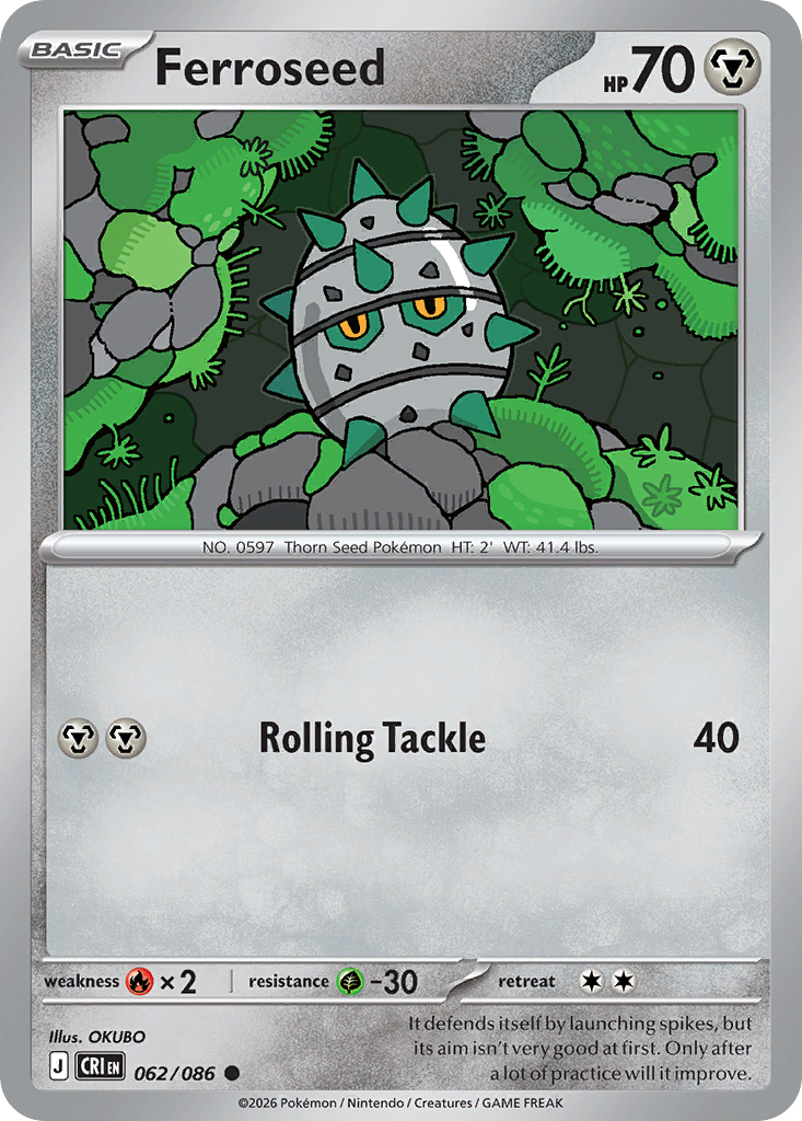 Ferroseed 062/086 Chaos Rising card
