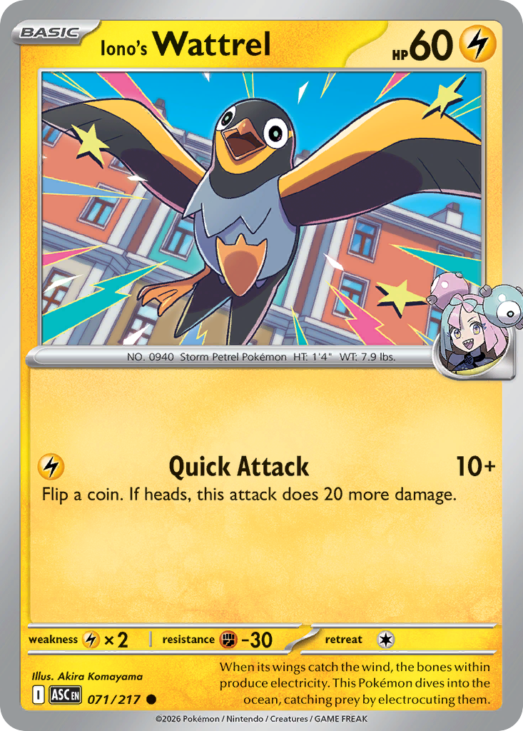 Iono's Wattrel 071/217 Ascended Heroes card