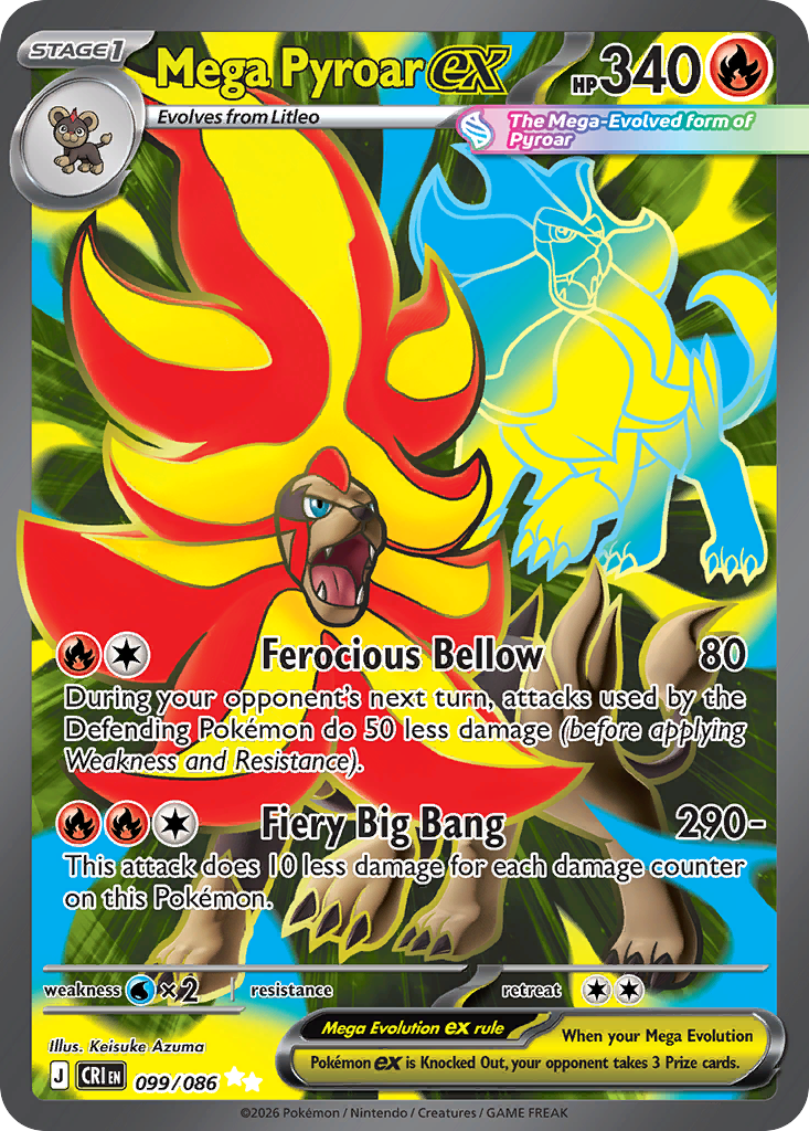 Mega Pyroar ex 099/086 Chaos Rising card