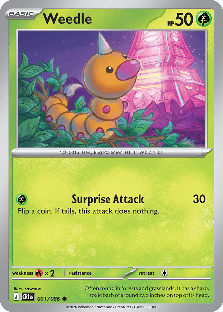 Weedle 001/086 Chaos Rising card