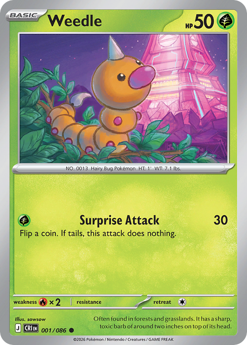 Weedle 001/086 Chaos Rising card